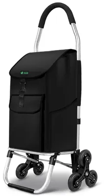 Produktbild von VOUNOT® Aluminium Einkaufstrolley Treppensteiger, Trolly Einkaufswagen Klappbar, 6 Räder, Wasserdicht Oxford, 45L, Schwarz