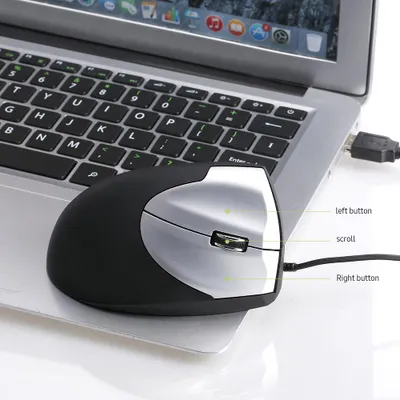 Obrázok produktu pre Vertikálna drôtová myš Ergonomická optická 3 klávesová herná kancelárska myš pre PC / notebook čierna