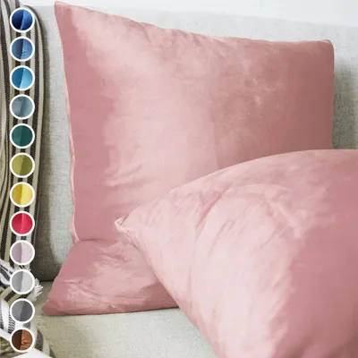 Produktbild von Lionmood Premium Samt Kissenbezug Rosa 50x50cm -1er- Velvet Kissenhülle mit Reißverschluss - Modernes Design, Weich, Einfarbig für Sofa