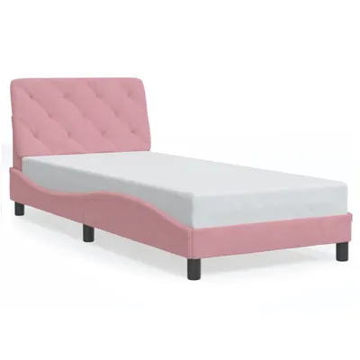 Image de vidaXL Cadre de lit sans matelas rose 90x200 cm velours