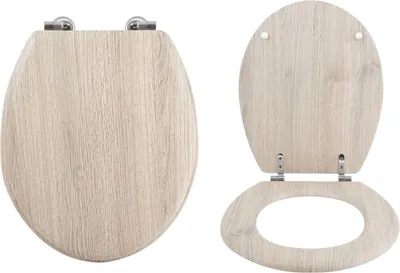 Produktbild von MSV WC Sitz Toilettendeckel MDF Holzkern "Parkett" Scharniere aus Edelstahl - hochwertige und stabile Qualität