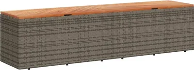 Produktbild von Gartentruhe Grau 220x50x54 cm Poly Rattan Akazienholz