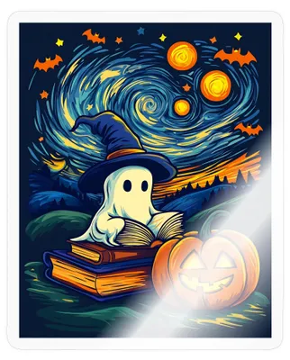 Produktbild von Spreadshirt Halloween Geist Sternennacht Sticker Aufkleber, 10 x 10 cm, Transparent glänzend