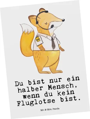 Produktbild von Mr. & Mrs. Panda Postkarte Fluglotse Herz - Weiß - Geschenk, Ausbildung, Witzig, Postkarten, bildkarte, Spruch, Fotokarte, Grußkarte, Ansichtskarte, Lustig