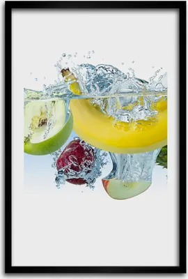 Produktbild von Bild - Bilderrahmen - 40 cm x 60 cm - MDF - Rahmen - Wandkunst - Frucht unter Wasser
