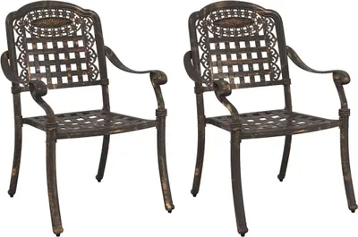 Image de vidaXL Chaise de jardin 2 pcs bronze 55 x 56,5 x 91cm aluminium