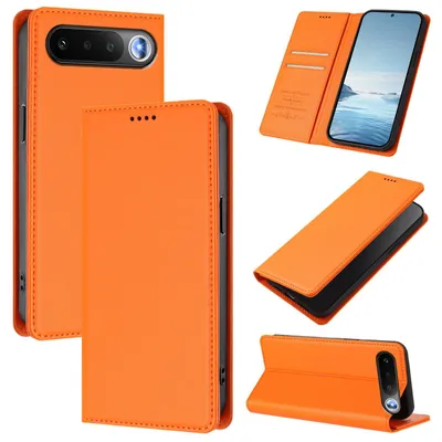 Produktbild von Handyhülle für Realme 16, Kunstleder Klapphülle Stoßfeste Magnetische Hülle mit Ständer Orange