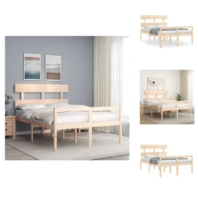 Produktbild von vidaXL Massivholzbett mit Kopfteil 140x190 cm -  Betten & Bettgestelle
