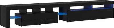 Image de vidaXL : 2 meubles TV, noir, imitation chêne, panneaux de particules