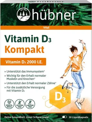 Produktbild von Hübner Vitamin D3 Kompakt | 30 Liquidkapseln | vegetarisch