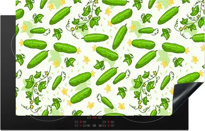 Produktbild von KitchenYeah© Herdabdeckplatte Gurke - Gemüse - Muster , 85x52cm, Küche Deko, Glaskeramikkochfeld Herdabdeckung, Abdeckplatte fùr Kochfeld