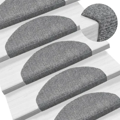 Image de The Living Store Tapis d'escalier autocollant 5 pcs. Gris clair 65x21x4 cm