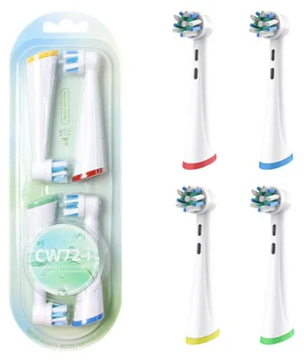 Image de INF Têtes de rechange pour brosse à dents électrique OLB 4 pièces (2 cartes) compatible avec Oral-B iO — Têtes rondes micro-vibration à entraînement magnétique