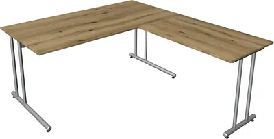 Produktbild von Schreibtisch start up Fuß silber BxT 160x180cm eiche