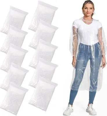 Immagine prodotto di Poncho impermeabile leggero con cappuccio - Impermeabile trasparente di emergenza per attività all'aperto