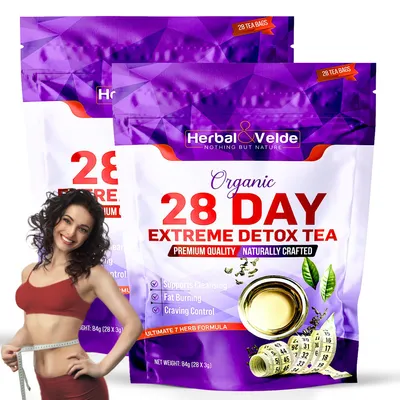Produktbild von Herbal&Velde® 28 Tage Detox-Abnehmtee | Vegane Schlankheitskur | Unterstützt die Fettverbrennung & einen flachen Bauch | Darm-Detox |