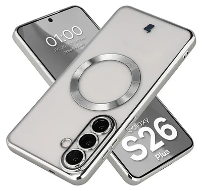 Produktbild von Handyhülle mit Kameraschutz und Magnetring für Galaxy S26 Plus, Bizon Case GuardO, Transparent-Silbern