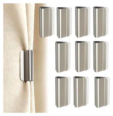 Produktbild von Magnetische Gardinenclips, 10 Stück aus Edelstahl - Abnehmbare Klammern für Fenster