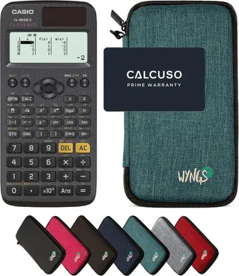 Produktbild von Casio fx-85DE X ClassWiz inkl. WYNGS Schutztasche Türkis - Wissenschaftlicher Taschenrechner - Basic Set
