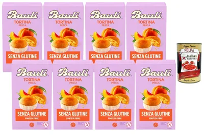 Produktbild von 8x Bauli Tortina Pesca Senza Glutine, Pfirsich kuchen, Gluten free, Für ein glutenfreies Frühstück 140g und Italian Gourmet Polpa 400g