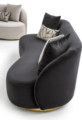 Produktbild von Luxus Couchen Möbel Wohnzimmer Viersitzer Schwarz Textil Möbel Rund 4er