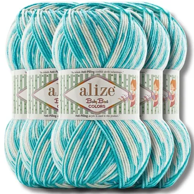 Obrázok produktu pre Alize 5x 100g Baby Best Colors – priadza s postupným prechodom farieb, protižmolkujúca, vhodná na háčkovanie a pletenie (8040)