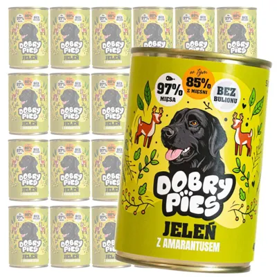 Zdjęcie produktu dla Dobry Pies smak jeleń z amarantusem mokra karma dla psa w puszce 24x400g