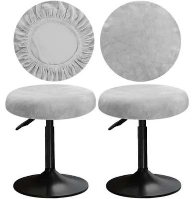 Imagen del producto de Omgoods - Funda de terciopelo para taburetes redondos, de 30-40 cm, color gris claro