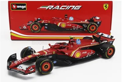 Productafbeelding van BBURAGO Ferrari SF-24 #55 (Sainz), model van een sportauto, voorgemonteerd, schaal 1:18, Ferrari F1 SF-24, geschikt voor elk geslacht, metaal, kunststof