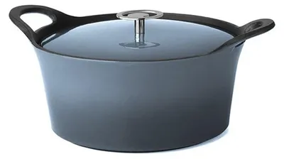 Image de Cuisinox C61180WX28857 Volcan Bräter, rond, 24 cm, Gusseisen, émaillé, Denimblau, mit Deckel