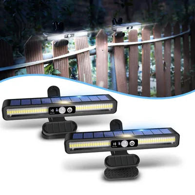 Produktbild von Solar-Klemmleuchten für Außenbereich mit Bewegungsmelder, 3 Modi, wasserdichte Gartenlampe für Zaun, warmes Licht