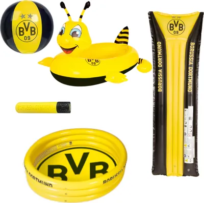 Produktbild von Happy People - Borussia Dortmund Schwimmset (5-teilig) Luftmatratze BVB Planschbecken Wasserspritze