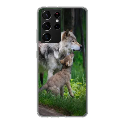 Produktbild von MuchoWow® Handyhülle Schutzhülle Hülle für Samsung Galaxy S21 Ultra Wolf - Baby - Wald Silikon Softcase Handy Hülle - Mobiltelefon