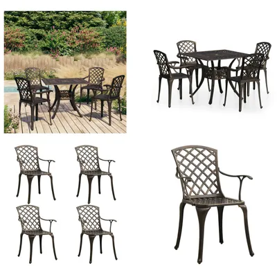 Immagine prodotto di vidaXL 5 pz. Set da bistrot in alluminio fuso bronzo - Set da bistrot - Set da bistrot - Set da bistrot - Set da bistrot
