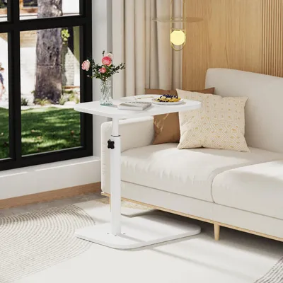 Produktbild von C-Form Beistelltisch Höhenverstellbar 43-72cm,Modern Mobiler Kaffeetisch Holz Couchtisch Side Table für Wohnzimmer für Wohnzimmer Bett Sofa (Weiß)