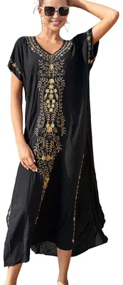 Produktbild von Sommer Baumwollgehäkelte Kaftan Boho Strandkleid für Frauen