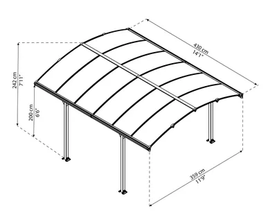 Obrázek produktu pro Palram - Canopia Hliníkový přístřešek pro auto Arcadia 4300 Anthracite 430x359x242 cm