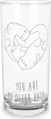 Produktbild von Mr. & Mrs. Panda Cocktailglas Otter Herz 200 ml - Transparent - Geschenk, Trinkglas, Longdrinkglas, Glas, Liebe, Love You, Saftglas, Tumbler