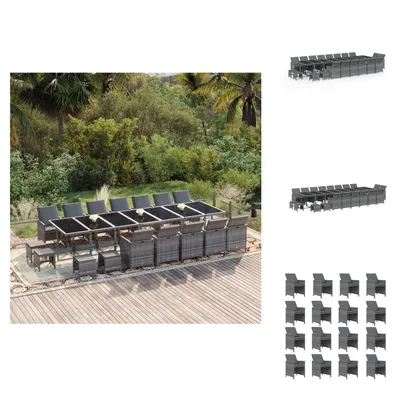 Image de vidaXL Ensemble de jardin 21 pièces avec coussins Poly Rotin Gris - Ensemble de meubles de jardin