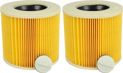 Produktbild von vhbw 2x Faltenfilter kompatibel mit Kärcher A 2200, A 2111, A 2201, A 2131 pt, A 2120 ME Nass- & Trockensauger - Patronenfilter Gelb Abwaschbar