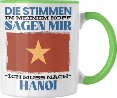 Produktbild von Trendation - Hanoi Tasse Urlaub Heimat Geschenk Spruch Vietnam Geschenkidee (Grün)