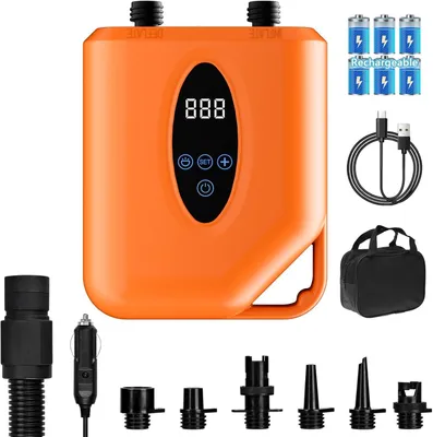 Obrázek produktu pro Elektrická vzduchová pumpa, 20 PSI, 15 000 mAh, vhodná pro paddleboardy a kajaky, rychlé nafukování/vypouštění, automatické vypnutí, napájení 12 V DC/Type-C
