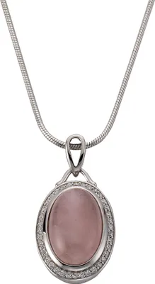 Zdjęcie produktu dla Naszyjnik Zeeme Gemstones ze srebra próby 925, 42+5 cm, biały kwarc różowy, różowy, 500244742