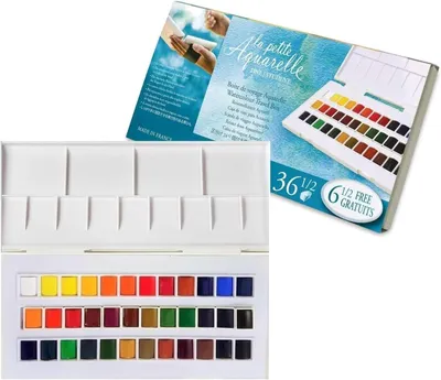 Aquarellfarbkasten aus Kunststoff, 36 Farben + 1 Karte