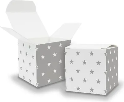 Produktbild von 10x itenga Würfelbox aus Karton 6,5x6,5cm Muster Sterne
