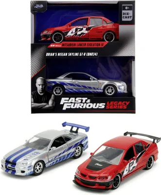 Image de Rychle a zběsile Twin Pack 2006 Mitsubishi Lancer Evo IX + Brianův 2002 Nissan Skyline GTR R34, 1:32 Wave 4/2