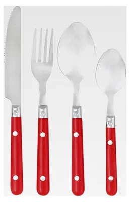 Produktbild von Besteckset, 24-teilig, Edelstahl/Kunststoff, Rot, 9,6 x 23,5 x 9,7 cm