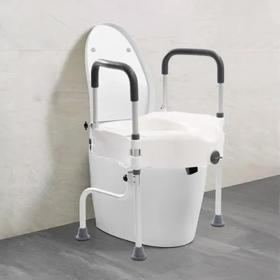 Produktbild von Toilettenhilfe mit Armlehnen – höhenverstellbar – aus Aluminium – weiß – für Senioren