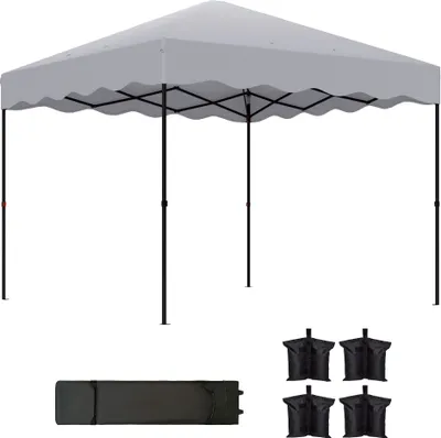 Produktbild von Outsunny altana ok. 3x3m, wodoodporna, stabilna, odporna na zimę składana altana z ochroną UV 50+, składany namiot ogrodowy z torbą, altana ogrodowa do ogrodu kempingowego, jasnoszary