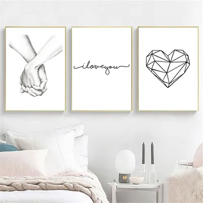 Obrázok produktu pre Trayosin Premium Poster Set, Čierna biela láska Wall Art Obývacia izba Spálňa